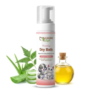 Foaming Dry Bath for Dogs & Cats | 150ml | Water-Free, No Rinse Formula | Fresh in 5 Minutes | Enriched with Neem & Aloe Vera | Tick, Flea & Itch Care | Removes Dirt, Oil & Odor
