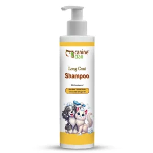 Canine Clan (Long Coat Shampoo) for Dogs & Cats | 3-in-1 Cleanse, Condition & Detangle | Effective Formula for Smooth, Shiny & Tangle-Free Fur | Paraben Free & Dermatologically Tested | 100 ml