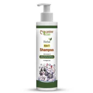 Canine Clan (Herbal 6-in-1 Shampoo) for Dogs & Cats | 6 Coat Problems, 1 Easy Fix – Cleans, Conditions, Deodorizes, Strengthens, Detangles & Moisturizes